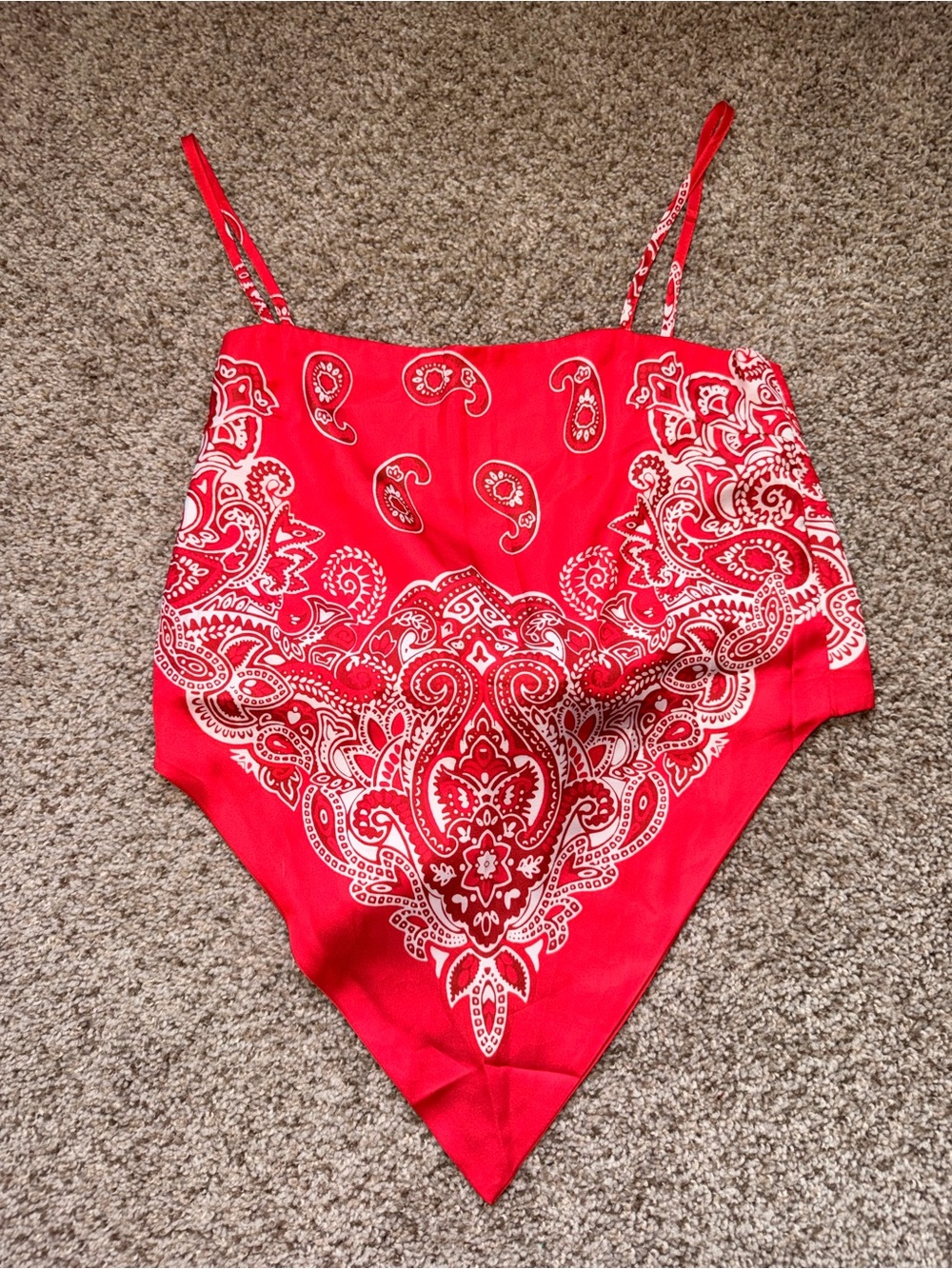 Red Paisley Bandana Top